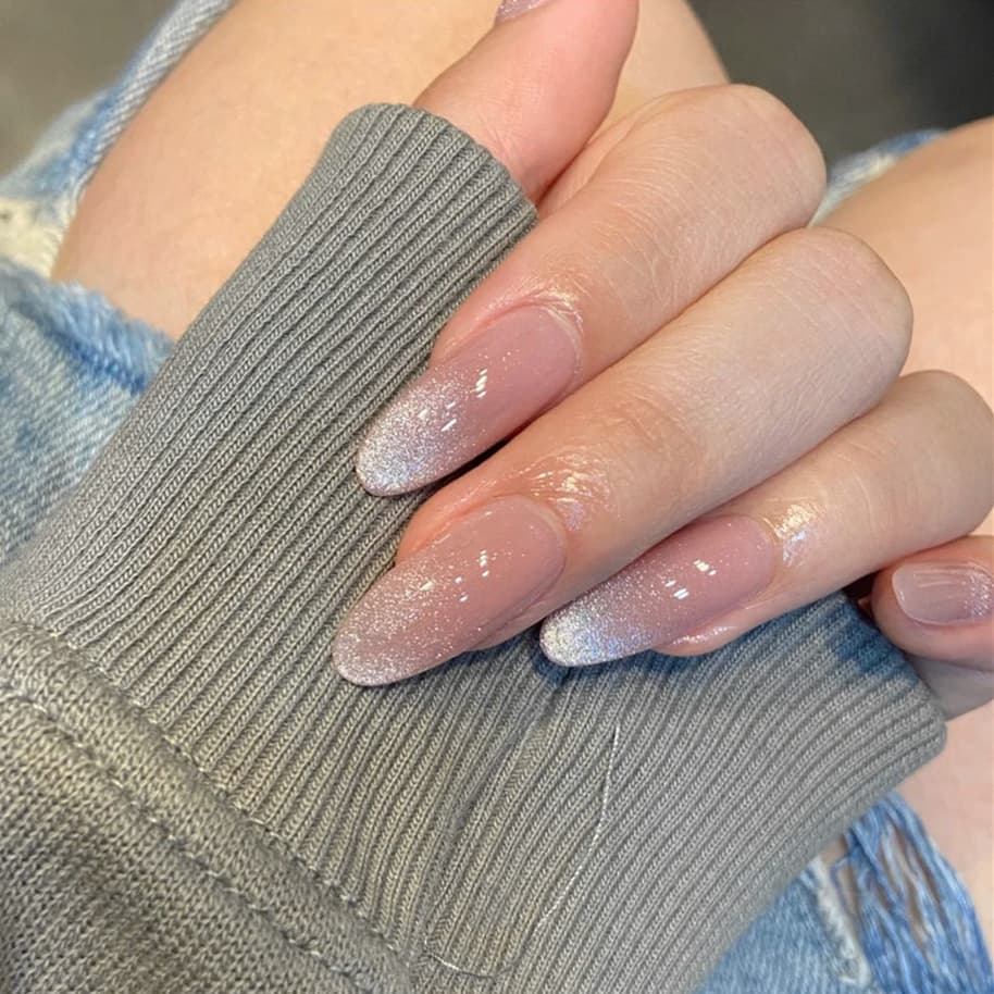 DY-54 Gradient Pink Gray Cross-border Fake Nails Hand-crafted Gel Wearable Nail Tips Fake Nails Wholesale
