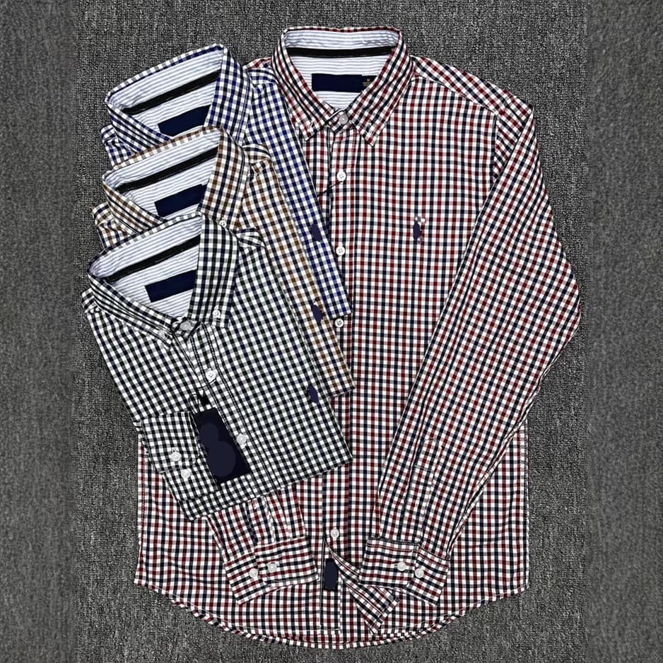 Spring and Autumn Pony Label Long Sleeve Shirt Men's Cotton Chaoyang Plaid Casual Business No-Iron Youth Men's Shirt