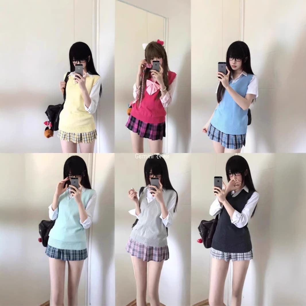 Japanese JK Uniform Academic Style Solid Color Pullover Basic Sleeveless Knit Sweater Vest, Trendy Old Man Vest