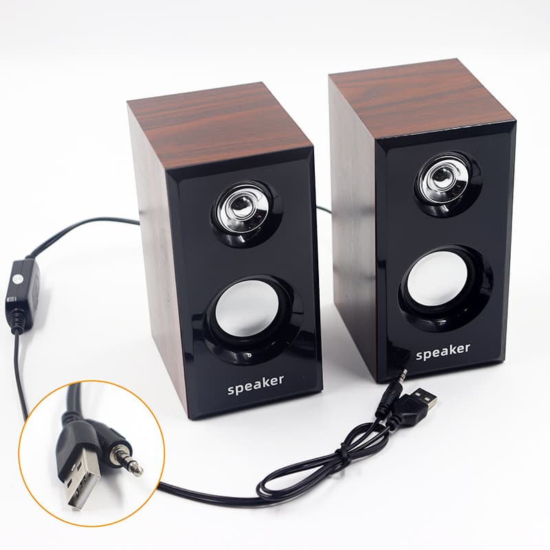 D092 USB Speaker for Desktop and Laptop Computers, Wooden Subwoofer, Manufacturer