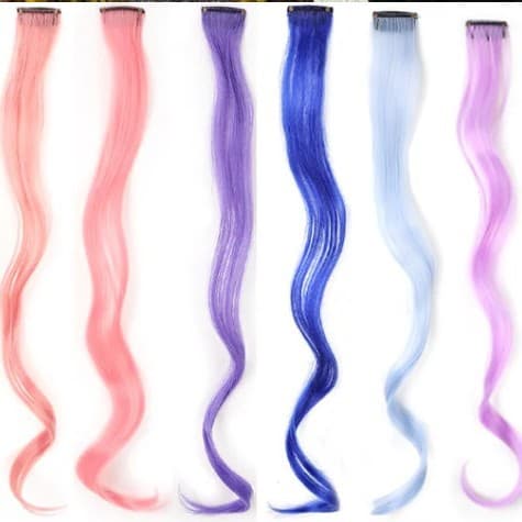 Purple High-Temperature Silk Wig Curly Hair Clip-In Synthetic Hair Colorful Hair Extension BB Clip Gradient Dip-Dyed Hair Extension