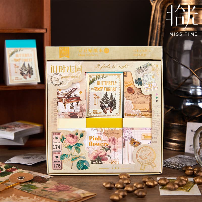 Retro Fresh Square Sticky Notes Book Life Bright Series Cartoon Sticker Book Printed Japanese Style Can Be Stickied