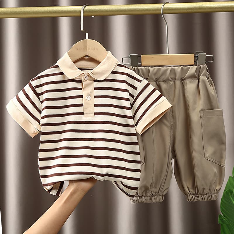 2026 New School Uniform Kids' Pants Two-Piece Set Summer New 3 Short Sleeve Suit Baby 0-1-4 Years