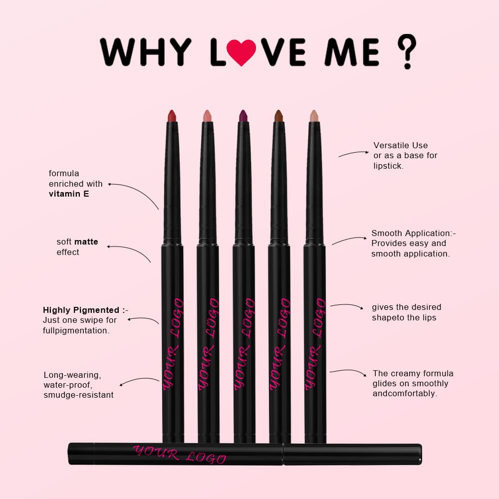 Cross-border No-LOGO Waterproof Lip Plumping Lip Liner Pencil Sharpener Matte Long-Lasting Lipliner Lip Liner Pencil