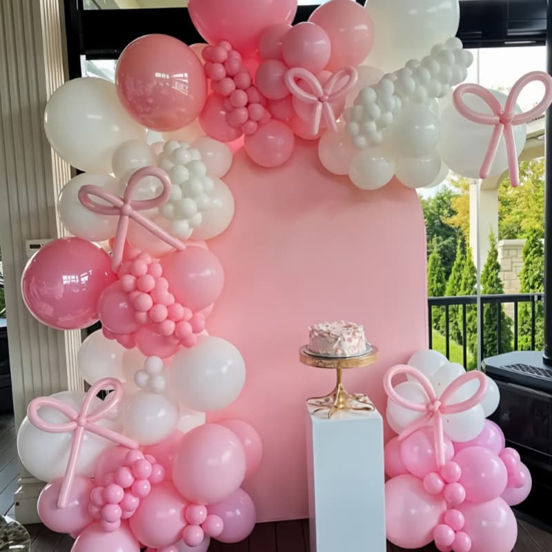Cross-border Bowknot Balloon Garland Kit Pink Birthday Party Decoration Set for Grand Opening