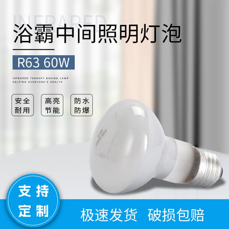 Bath Heater Center Lighting Bulb 60W Frosted Heat Retention for Home Bathroom, Reflective Ultra-Bright Small Infrared