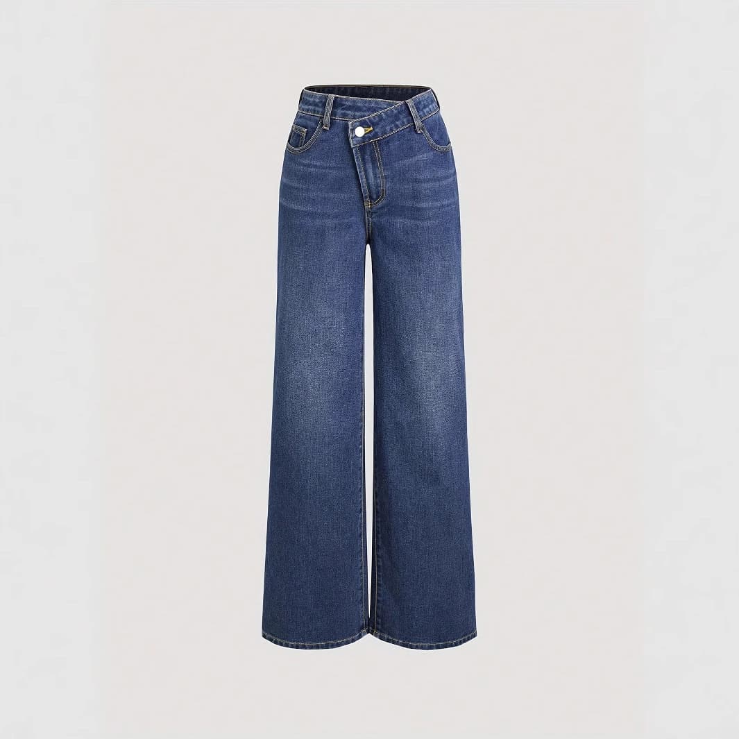 Retro Blue Jeans Women's Autumn Design Casual Straight Leg