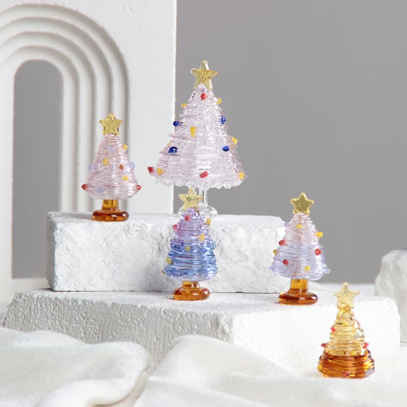 Zibo Luoying Craft Glass Christmas Tree Decoration Spiral Winding Artwork Table Top Ornament Gift for Christmas Festival
