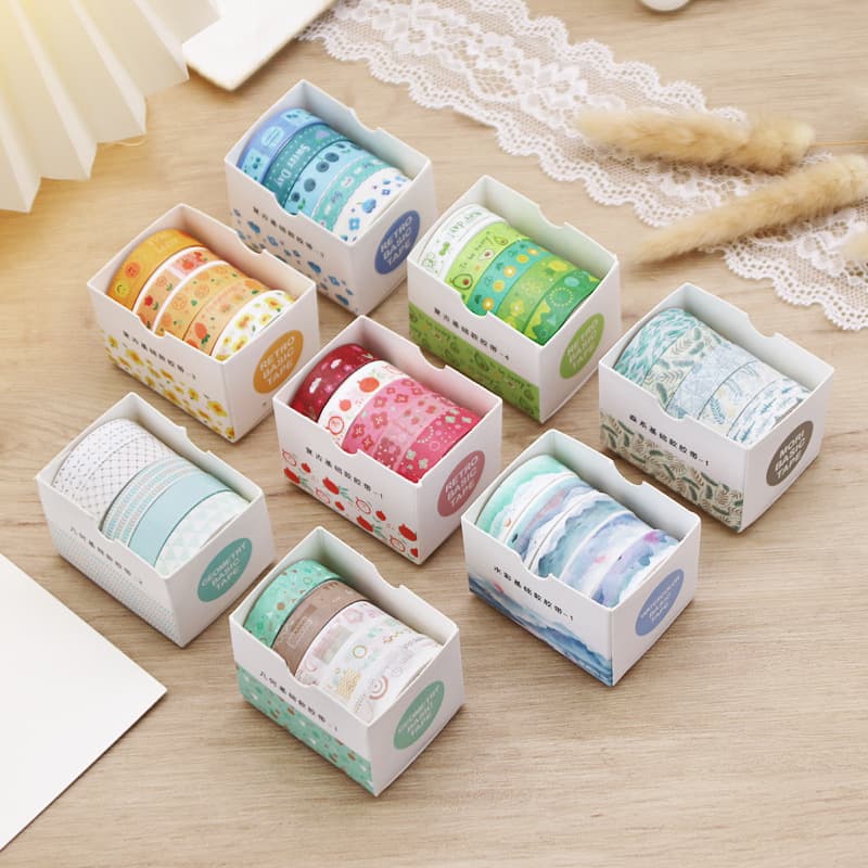 Retro Geometric Set Paper Tape 8 Styles, Scrapbook Diary DIY Decoration Materials Stickers, Student Stationery Wholesale