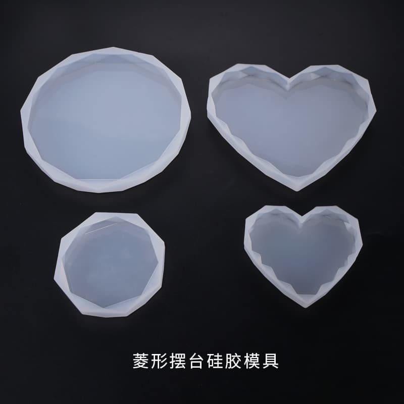 Shuncai DIY Crystal Epoxy Resin Round Heart Diamond Display Stand Mold Silicone Mirror Decoration Mold