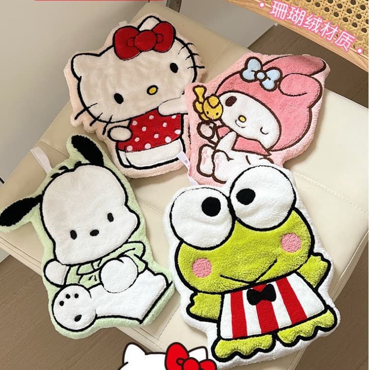 Melody Hand Towel Factory Wholesale Coral Fleece Absorbent Hand Towel Hanging Style Cute Cartoon Small Towel for Kids