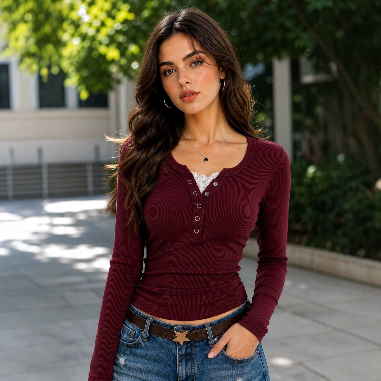 2026 Autumn TEMU Amazon TK cross-border women's slim long-sleeved T-shirt early autumn right shoulder top slim long-sleeved T-shirt