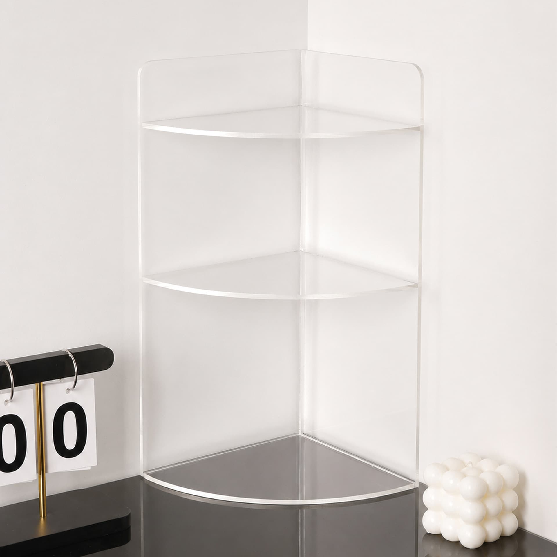Customized acrylic transparent triangle cabinet cosmetics storage display stand blind box figure simple acrylic display stand