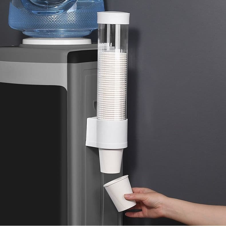 Disposable Cup Dispenser Automatic Cup Holder for Water Dispenser, Paper Cup and Plastic Cup Rack, No-Drilling Mounting Bracket