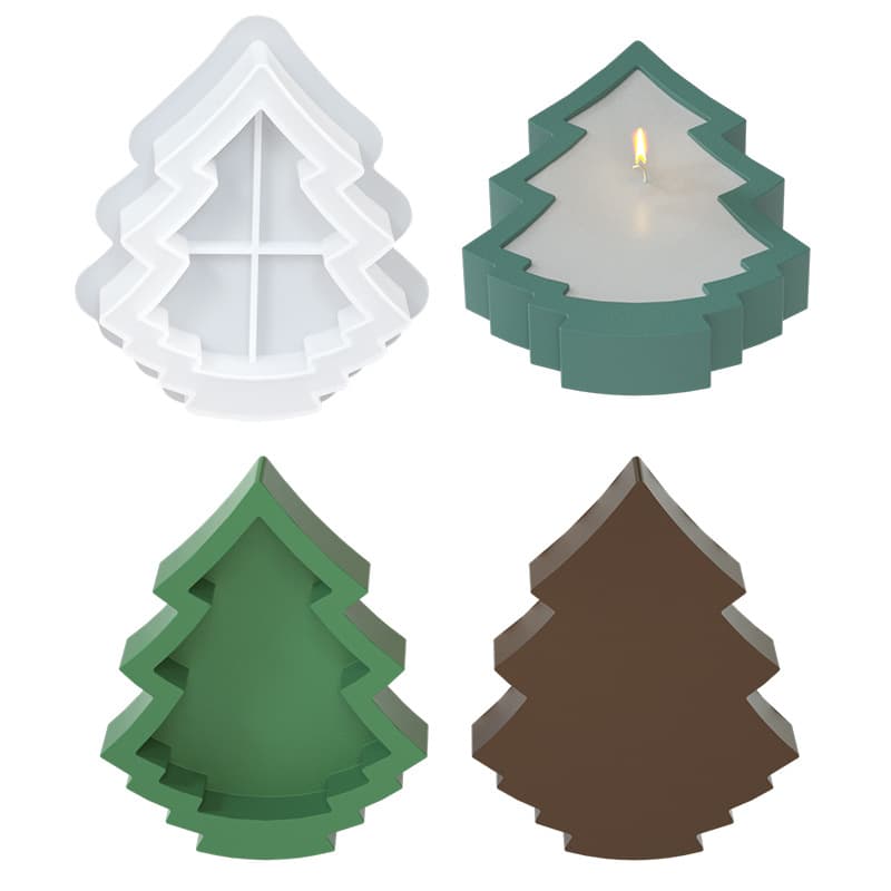 Christmas Tree Storage Tray Silicone Mold DIY Plaster Candle Cup Christmas Tray Ornaments Glue Resin Abrasive Tool