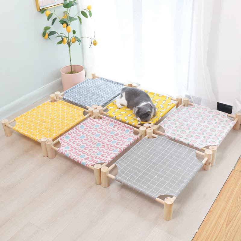 Detachable Wooden Pet Bed Summer Dog Nest Cat Pad All Seasons Universal Dog Army Bed Cat Scratcher Pet Furniture