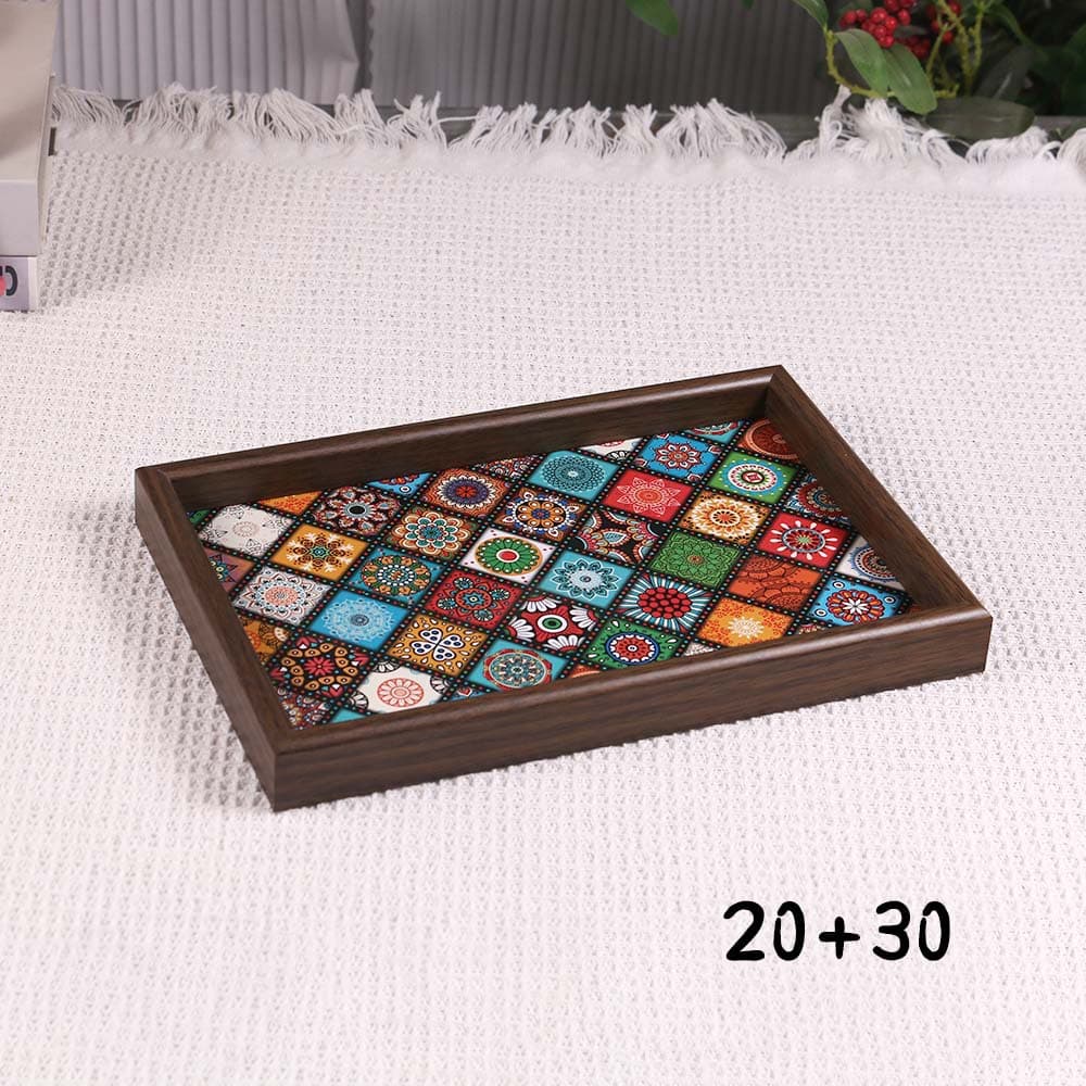Bohemian style tray exotic living room desktop storage jewelry storage entrance hall home multi-color checkered tray