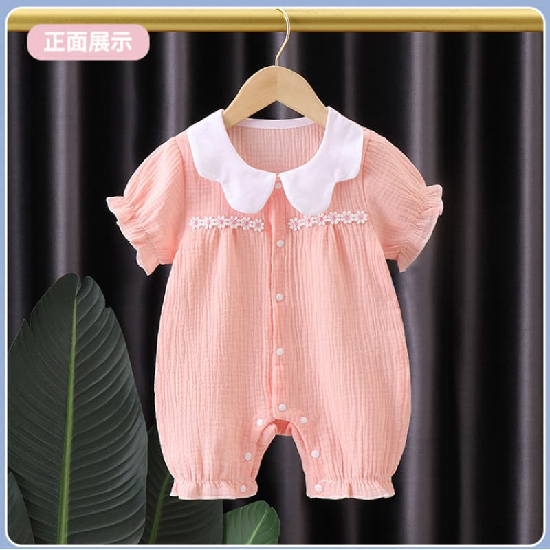 Fashionable Baby Girl Romper Summer Thin Newborn Infant Clothes Full Moon Princess Short Sleeve Bodysuit Crawling Suit Summer Wear