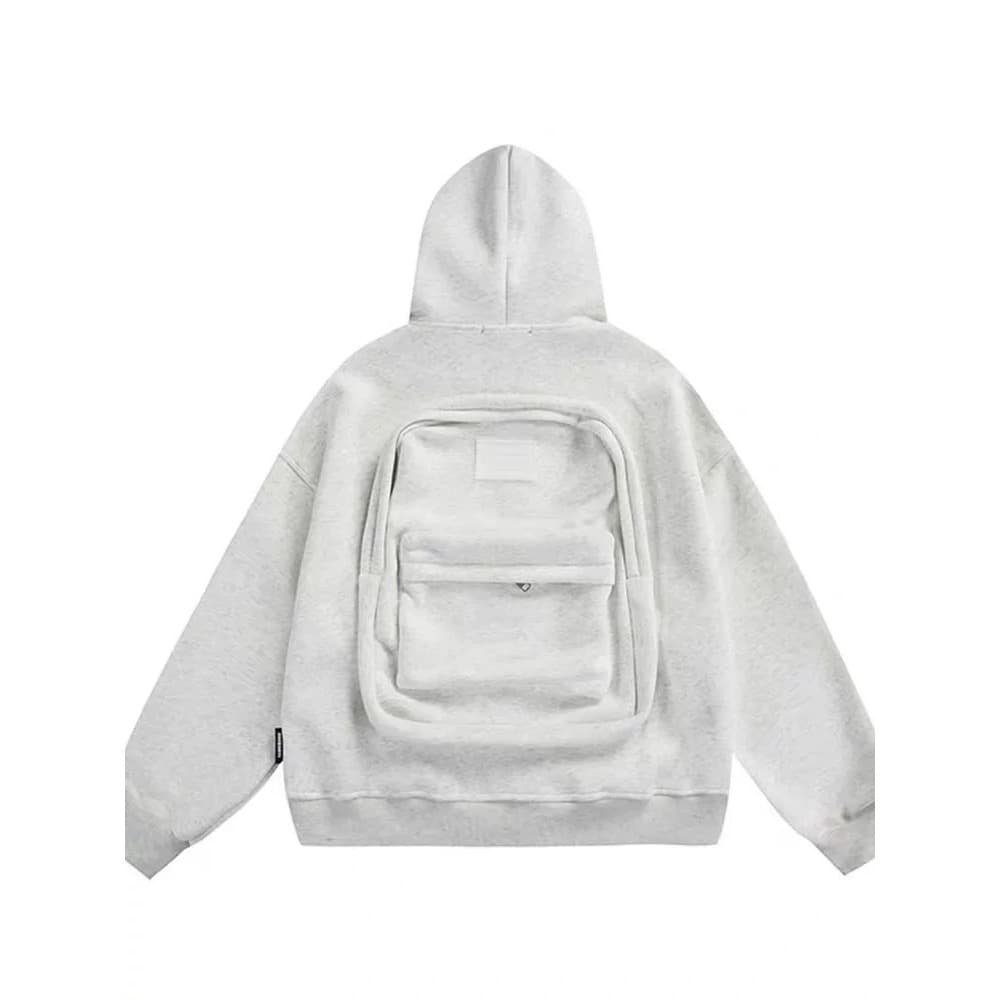 Cross-border White-Gray 3D Backpack Hoodie Men's Fall Design American Short Sports Hooded Jacket