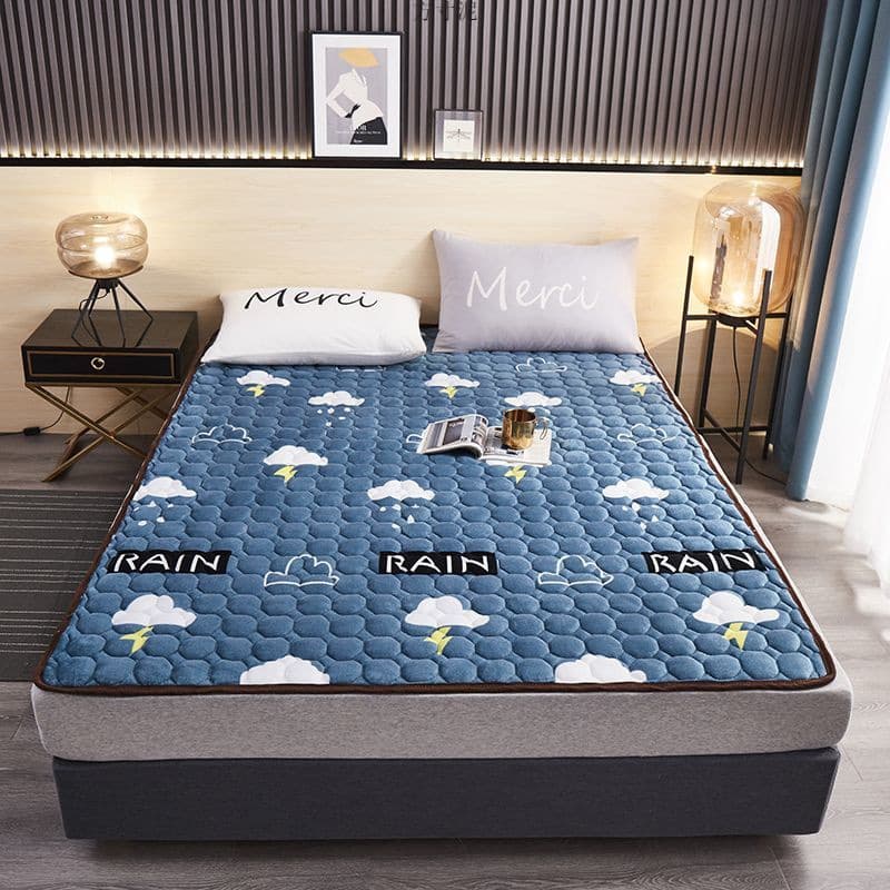 Milk Coral Fleece Mattress Pad, Soft Home Mat, Student Dorm Single Quilted Underlay, Winter Thickened Bed Spread