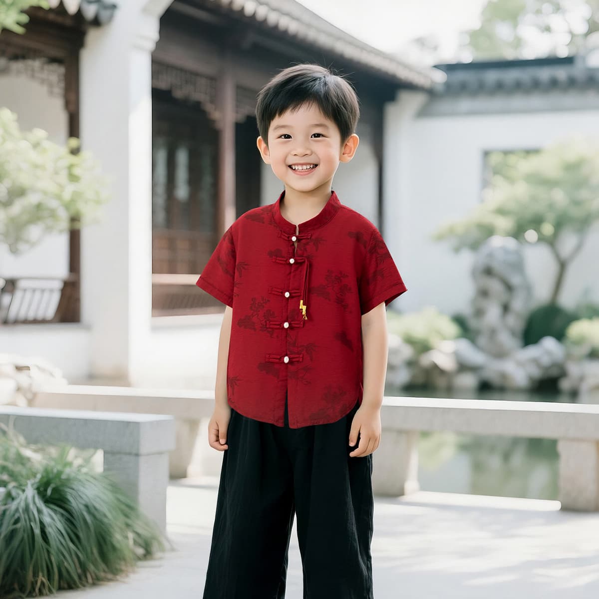Children's traditional Chinese style shirt, summer Tang suit for little boys, new Chinese style clothing