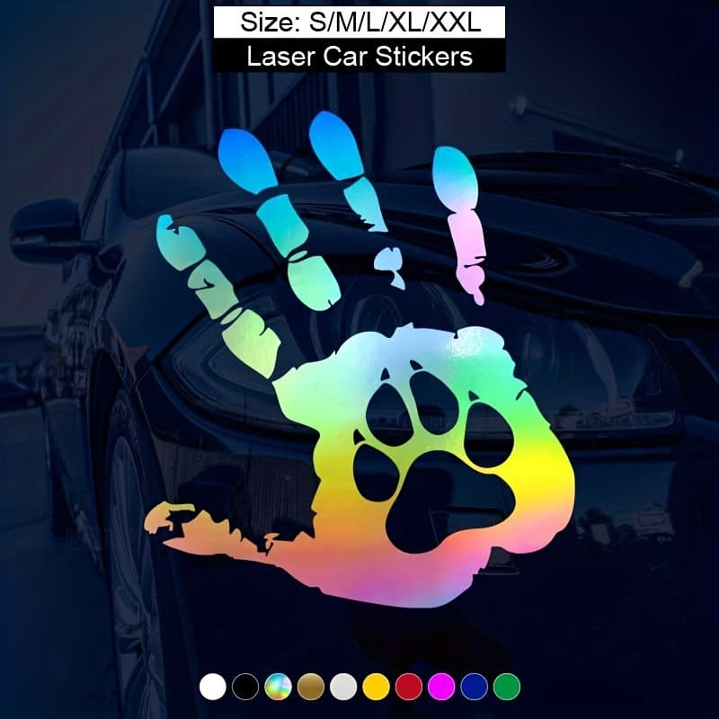 Fun Handprint And Dog Paw Vinyl Car Stickers 13x15cm Auto Accessories Decals Easy to Apply Body Sticker Not Patent Source
