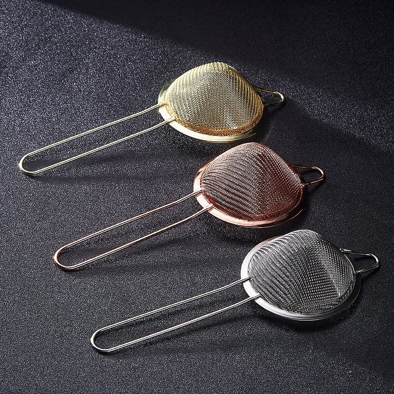 Bartender stainless steel filter cocktail ice strainer triangular fine powder sieve juice strainer