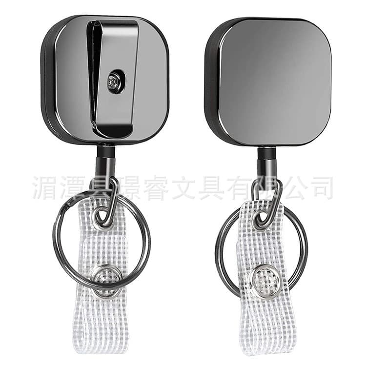 Cross-border hot selling 32MM square easy-pull buckle metal easy-pull buckle retractable keychain anti-lost easy-pull buckle