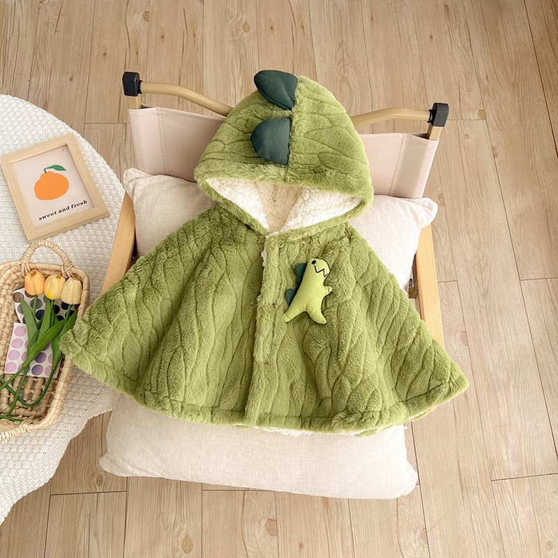 Super Cute Baby Late Autumn/Early Winter Outfits, Winter Fleece-lined Thickened Adorable Cape Windproof Outing Romper