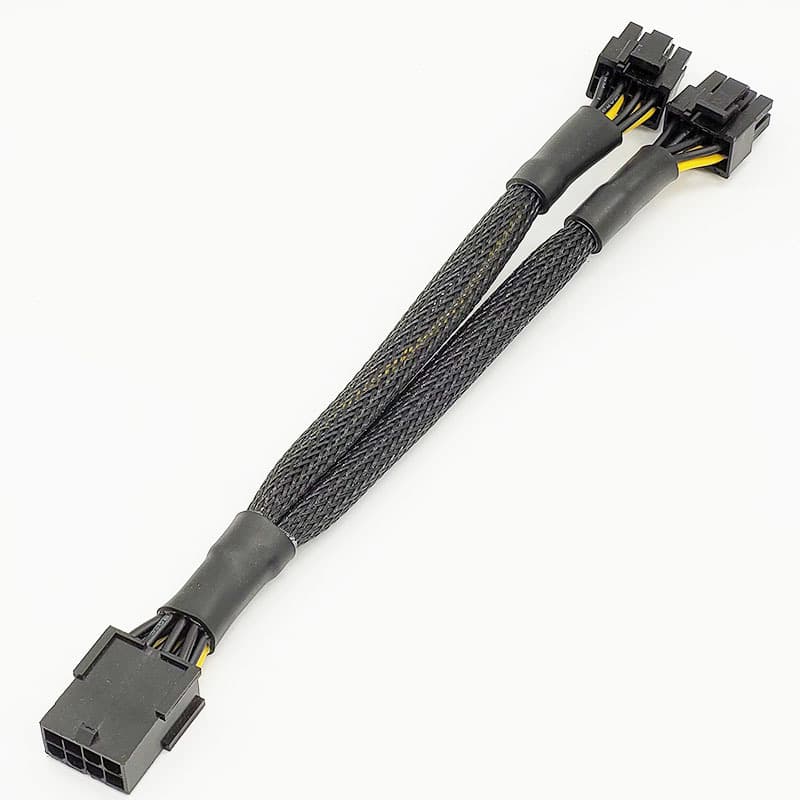 Manufacturer PCI-E 8p to 2x8p 8P Female to Dual 6+2 Male Graphics Card Power Cable 18AWG Braided Sleeving