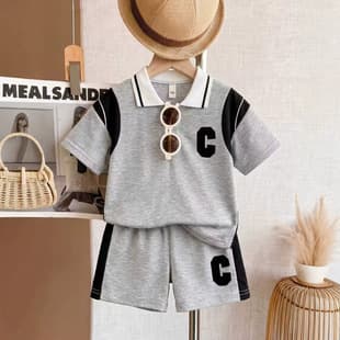 Cross-border Supply Baby Boys' 2026 Summer New Style Casual Sport Polo Shirt Short Sleeve Shorts Kids Set