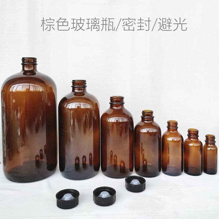 Brown Small Mouth Sealed Glass Bottle, Light-Proof Chemical Reagent Bottle, Tea Color Sample Large Capacity Sealed Jar with Bakelite Cap