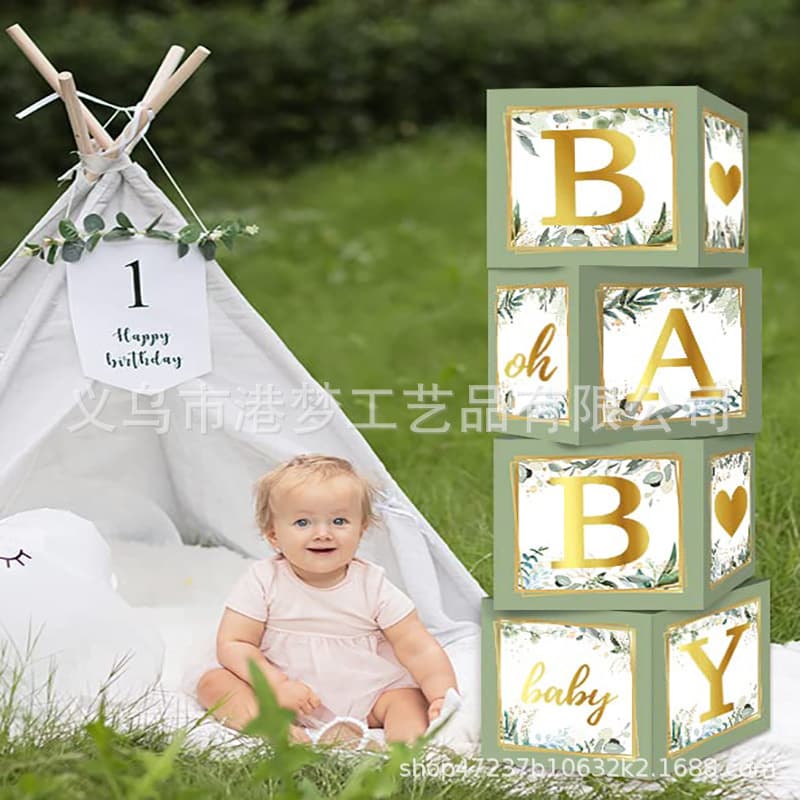 Ins internet celebrity transparent box baby first birthday decoration BABY balloon box decoration scene layout wholesale