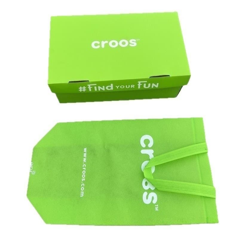 Crocs Classic Green Clog Shoe Box, Fingerprint Shoe Box, Green Eco-Friendly Bag, Storage Bag, Dustproof, Foldable