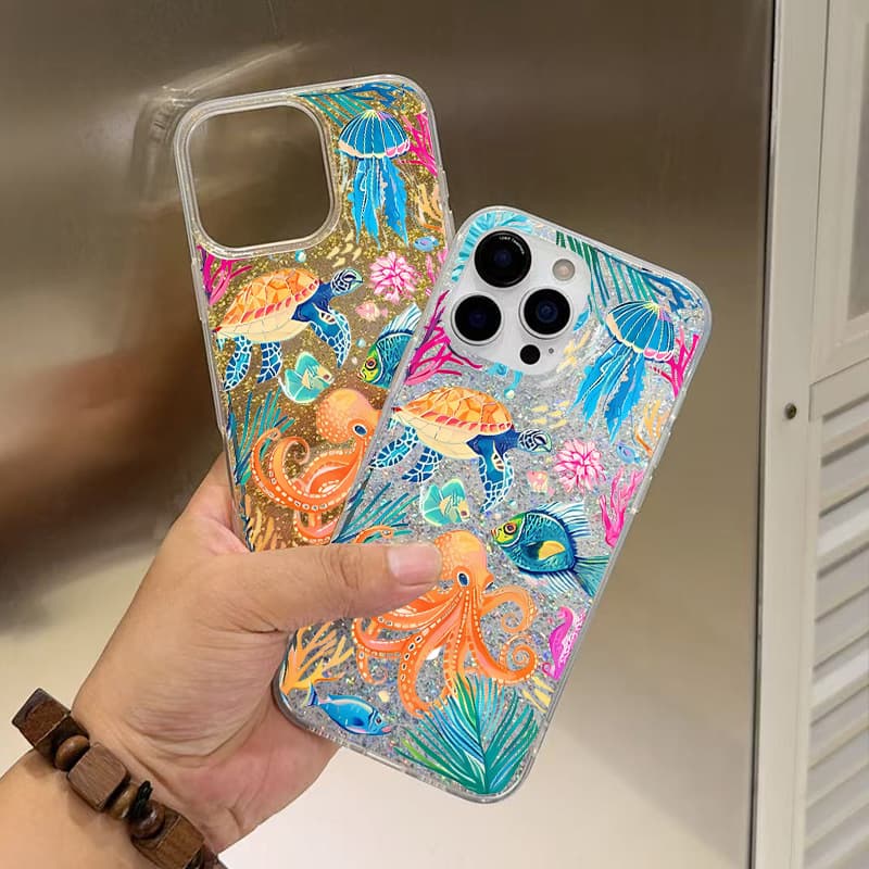 Glitter IMD Case Compatible with iPhone 16 Pro Max, 2-in-1 for 15, Phone Case 14 Large Hole 13 Full Coverage 12 Shockproof 11