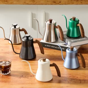 Stainless Steel Pour-Over Coffee Kettle Thin Long Spout Kettle Home Use Pour-Over Kettle Wood-Like Handle Gift Coffee Kettle