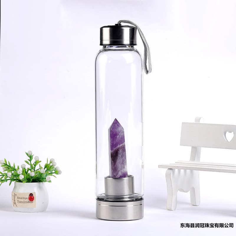 Factory Wholesale Natural Energy Single-Point Six-Sided Crystal Column Glass Cup Spa Cup Column Crystal Energy Cup Wholesale