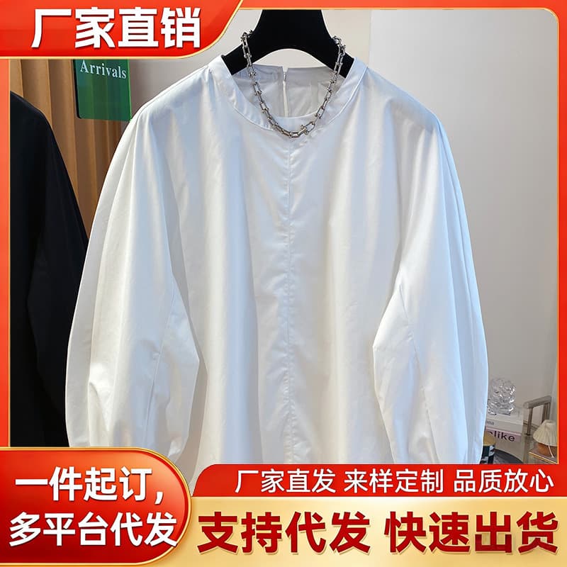 2024 New Style Loose-Fitting Elegant New Chinese-Style Round Neck Pullover Shirt for Women Long-Sleeve Cotton Top Spring Clothing