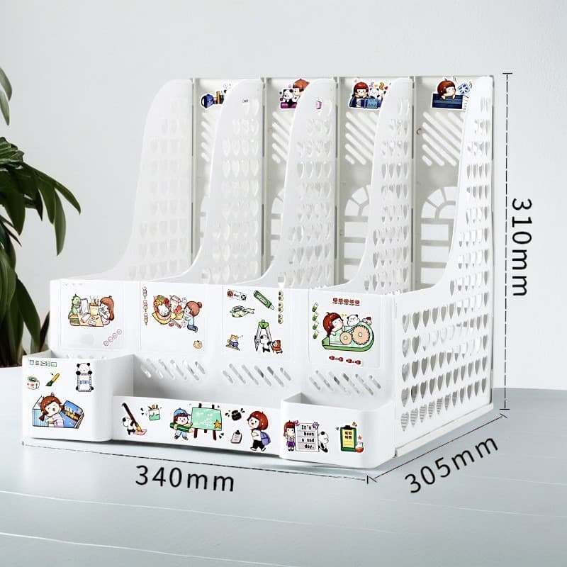 Wholesale Office Thickened File Rack Data Frame Bookend Frame Four-Compartment Desktop Storage Box Office Supplies