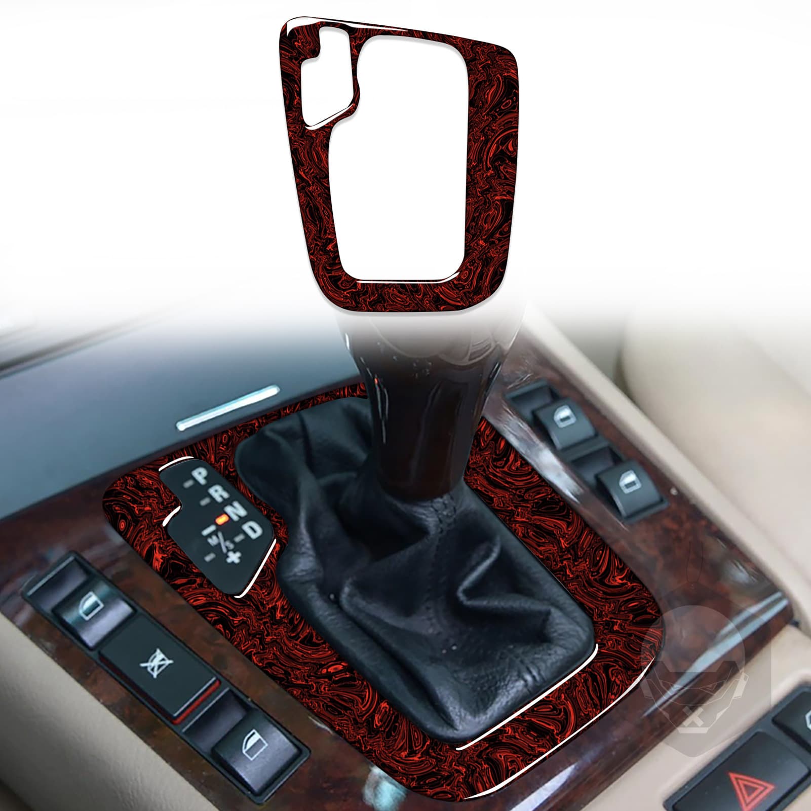 Red Flame Pattern Gear Shift Panel for BMW 3 Series E46 98-05 Model Car Interior Decoration Accessory