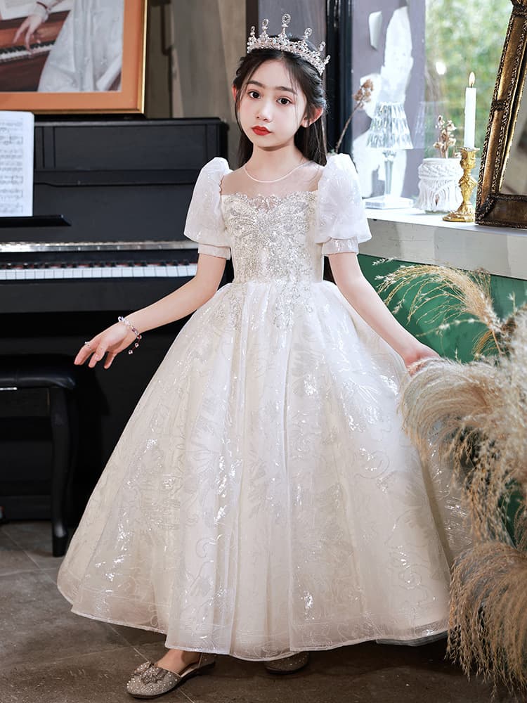 Girls' Princess Dress, Wedding Piano Performance Costume, Little Host, Light Luxury French Style