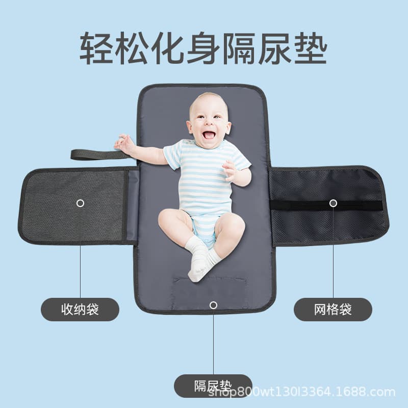 Baby Diaper Changing Pad Plaid Embroidery Waterproof Mat Portable Diaper Storage Bag Mommy Bag Cross-border Wholesale