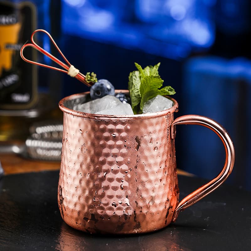 Vintage Hammer Point Copper Mug Moscow Mule Mug Creative Personality Cocktail Stainless Steel Bar Mug Metal Wine Mug