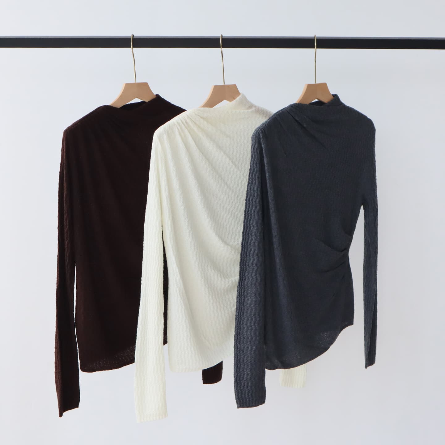 Women's Wool Blend Knit Sweater for Fall/Winter, High-End Pleated Base Layer with Unique Texture