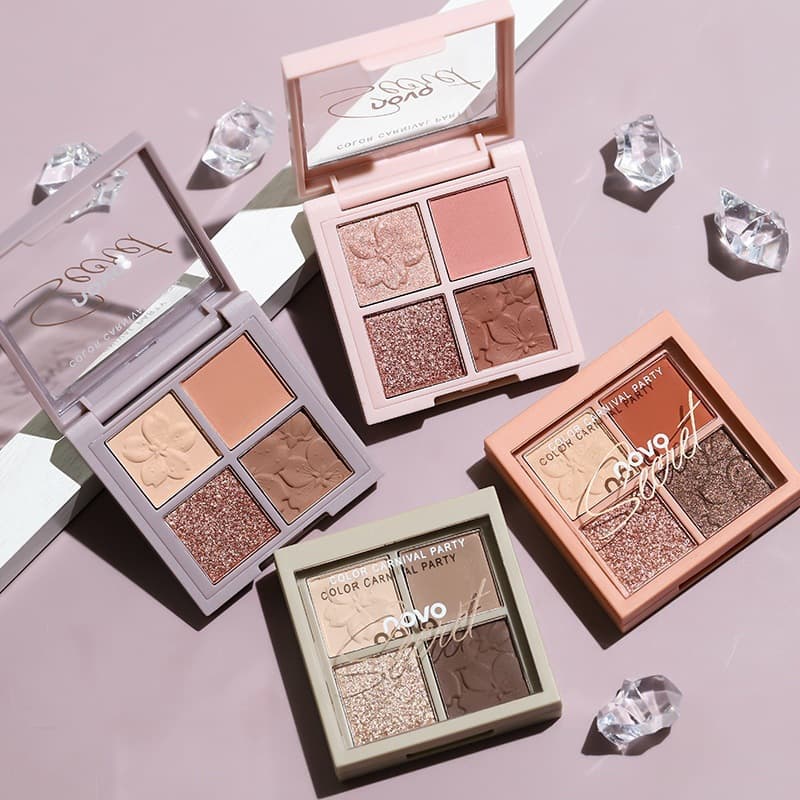 NOVO four-color eyeshadow female student party live broadcast Internet celebrity pearlescent earth-color eyeshadow palette novice manufacturer wholesale