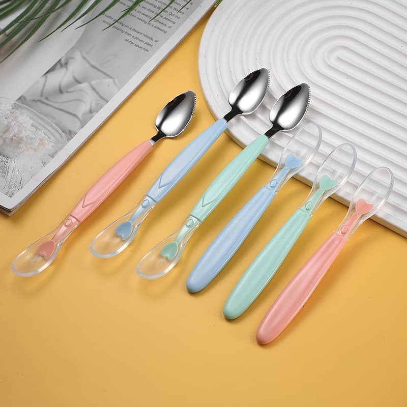 304 Stainless Steel Baby Food Masher Spoon, Dual-Head Fruit Masher Spoon for Infants and Toddlers, Children's Tableware, Fruit Puree Spoon