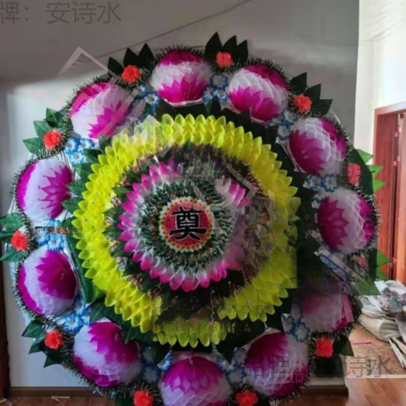 Funeral wreaths, white event funeral supplies, specialized umbrella-style folding bright-bottom wreaths, wholesale starting from ten pieces.