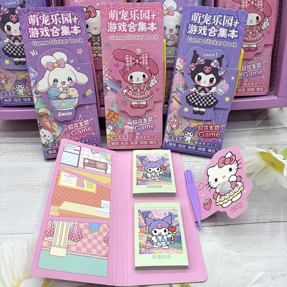 Cross-Border Popular Cute Pet Cat Cartoon Dress-Up Sticker Book Coloring Game Book Children's Girl Gift Material
