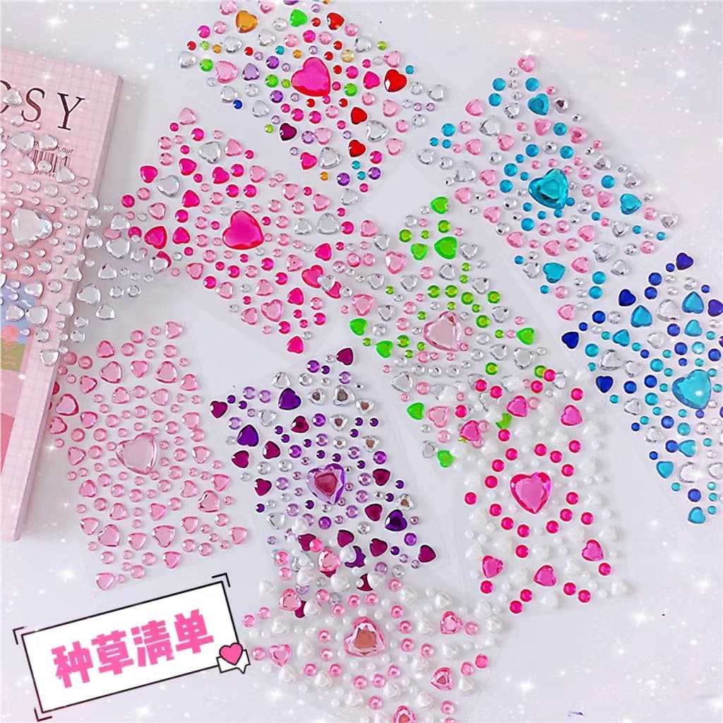 Children's Stickers Crystal Acrylic Decorative Diy Reward Stickers Girl's Guka Plate Painting