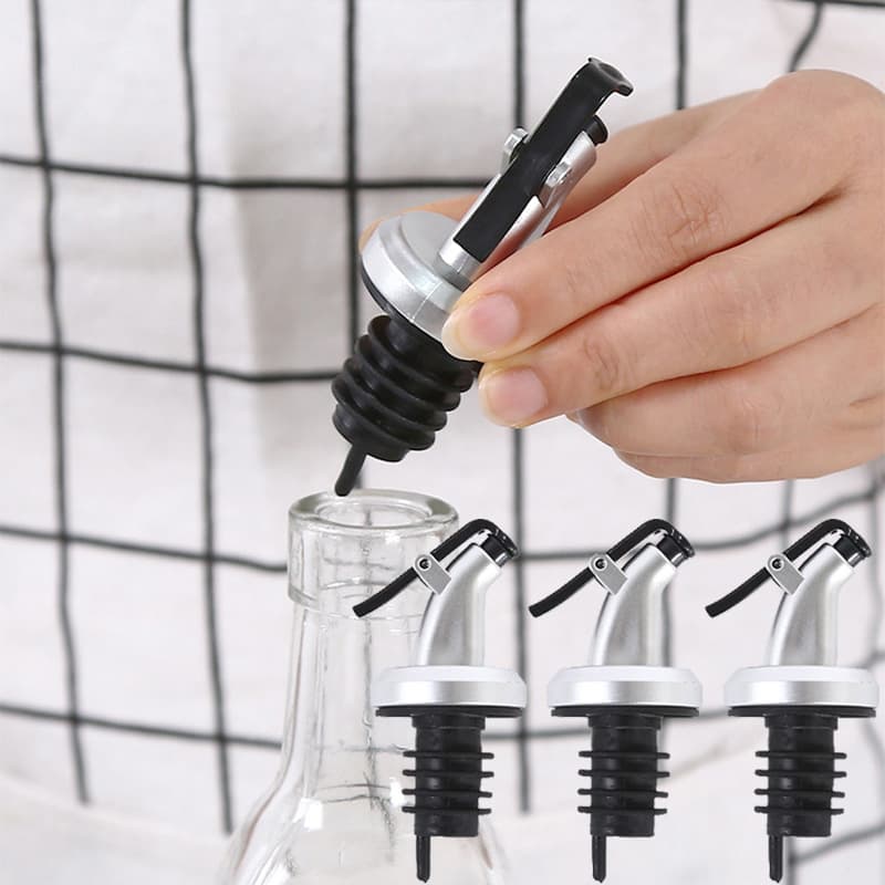 Silver Household Oil Pourer Soy Sauce Vinegar Bottle Head Oil Bottle Stopper Cap Seasoning Bottle Stopper Oil Bottle Stopper Spout